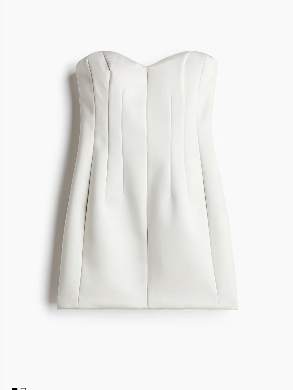 H&M Strapless White Mini Dress with Structured Seams